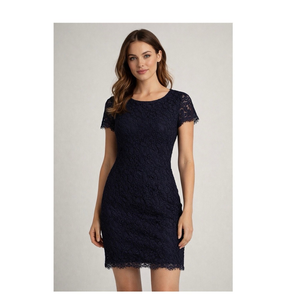 Lulus Lacey Coquette Dress Cap Sleeve Zip Knee Length L Women Dainty Indie